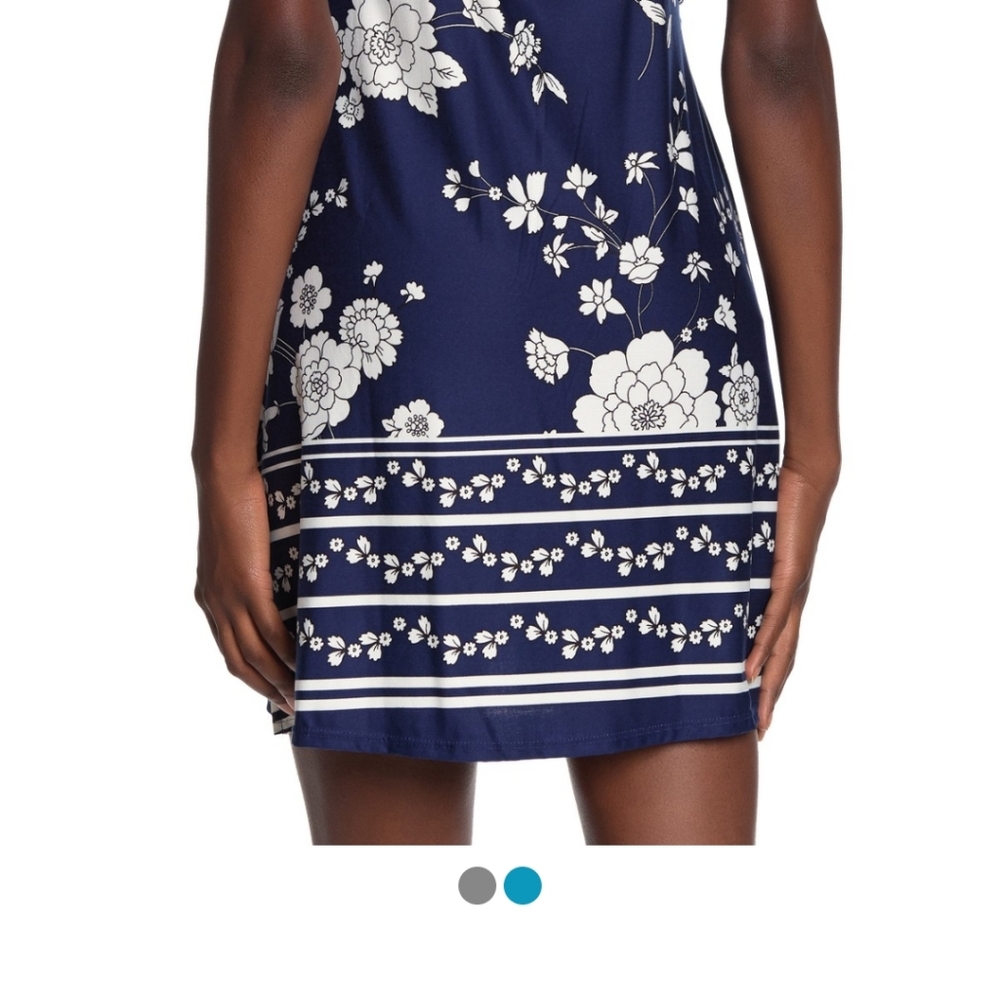 NWT:Navy & Wht Floral & Lace Under the Sea Chemise from In Bloom by Jonquil - Picture 5 of 5